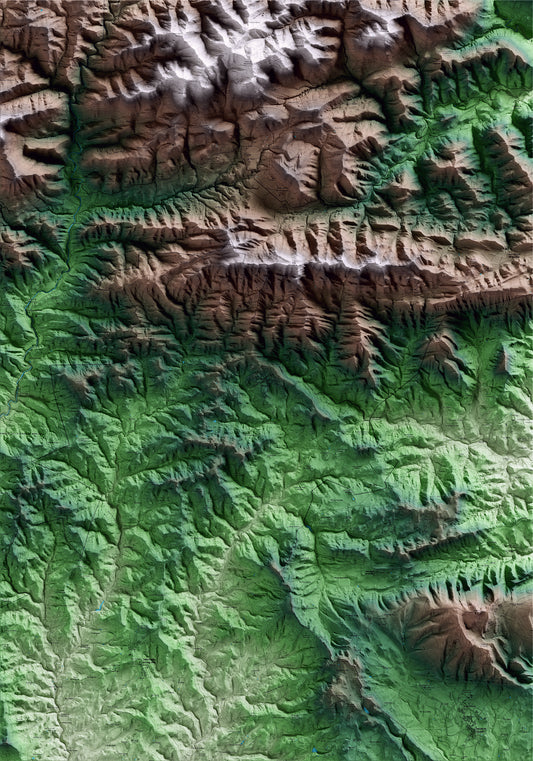 Mapa artístico del relieve de Alpens, al Lluçanès, con 15 km de entorno y base topográfica ICGC