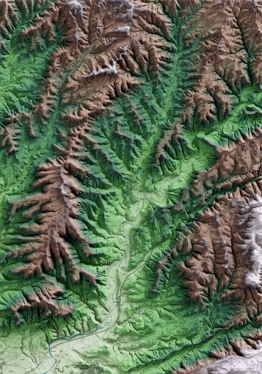 Mapa artístic del relleu d’Avinyó, al Bages, amb 15 km d’entorn i base topogràfica ICGC