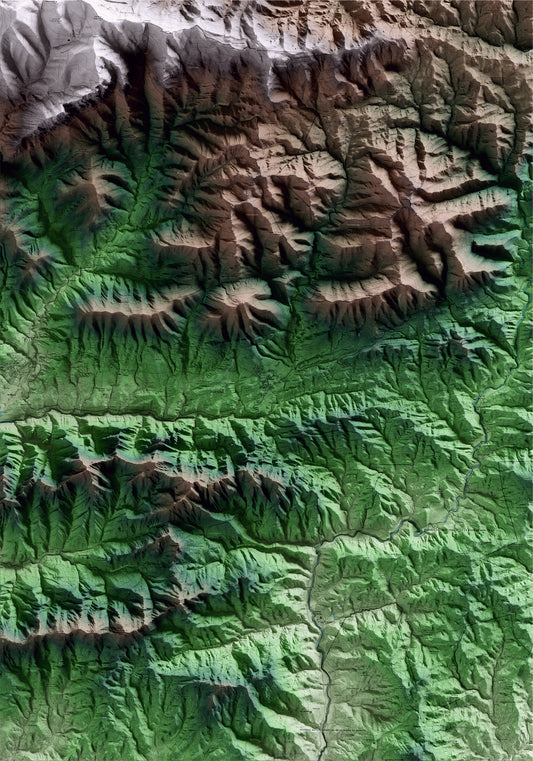 Mapa artístico del relieve de Borredà, al Berguedà, con 15 km de entorno y base topográfica ICGC