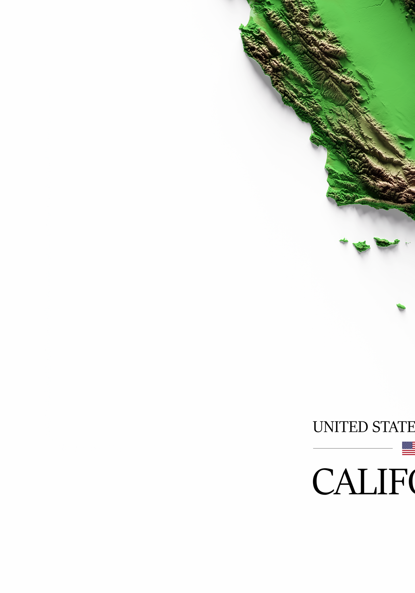 CALIFORNIA. Mapa de relieve clásico.