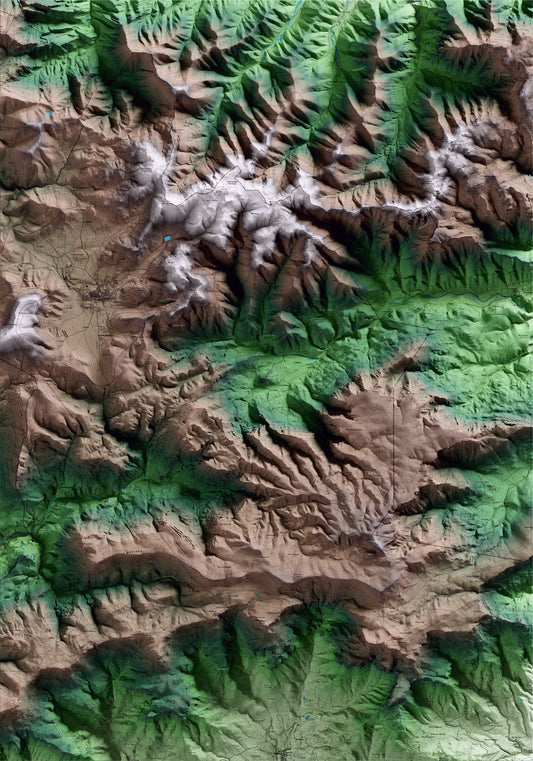 Mapa artístico del relieve de Capafonts, al Baix Camp, con 15 km de entorno y base topográfica ICGC