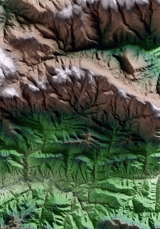 Mapa artístico del relieve de Castellar de n'Hug, al Berguedà, con 15 km de entorno y base topográfica ICGC