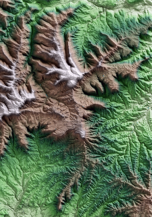 Mapa artístico del relieve de Castellfollit del Boix, al Bages, con 15 km de entorno y base topográfica ICGC