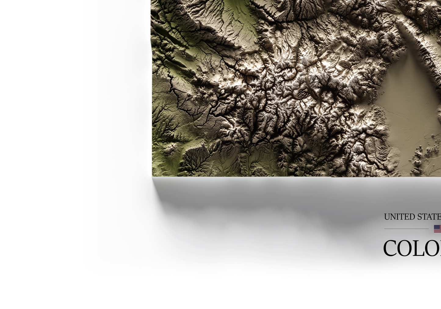 COLORADO. Mapa de relieve en colores terrosos.