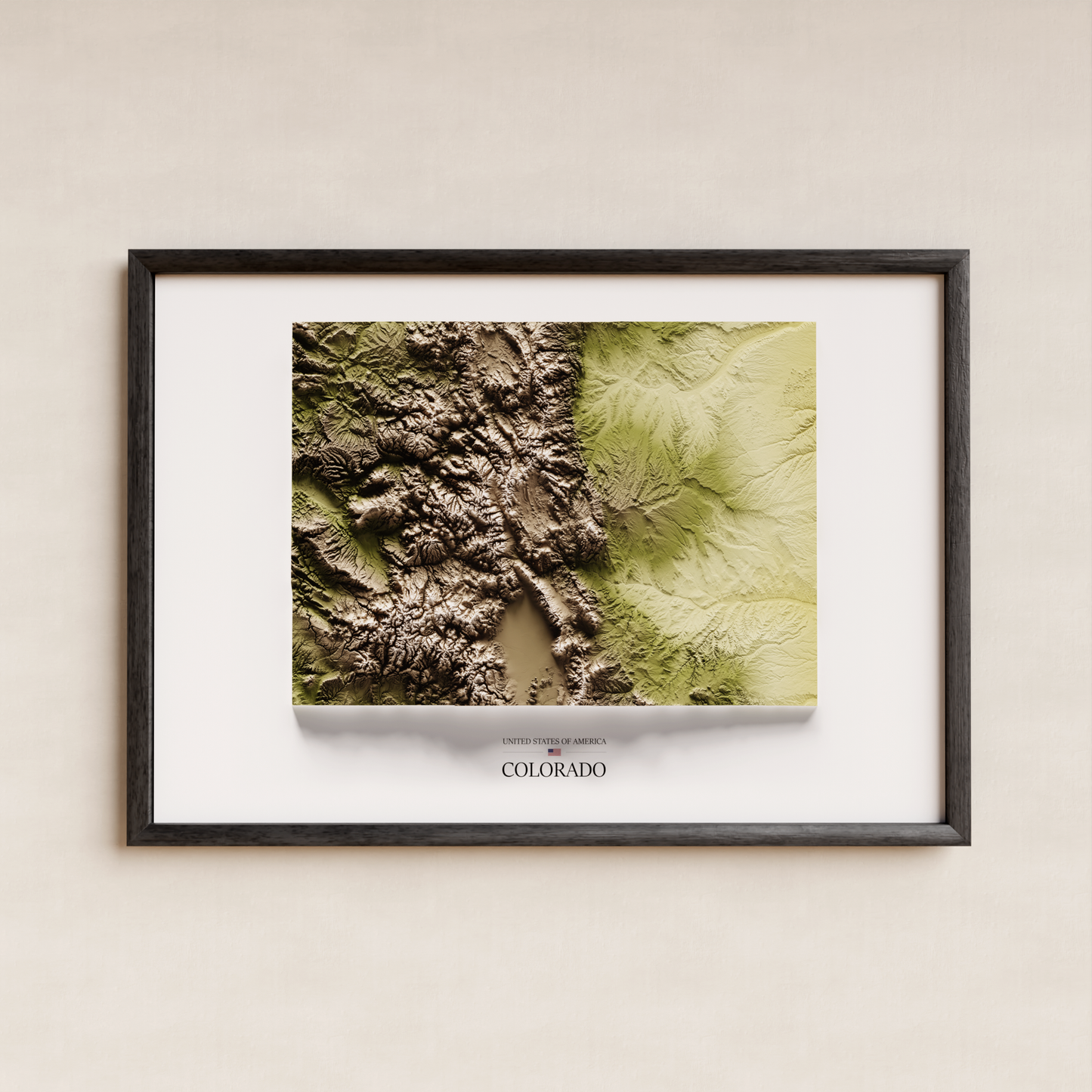 COLORADO. Mapa de relieve en colores terrosos.