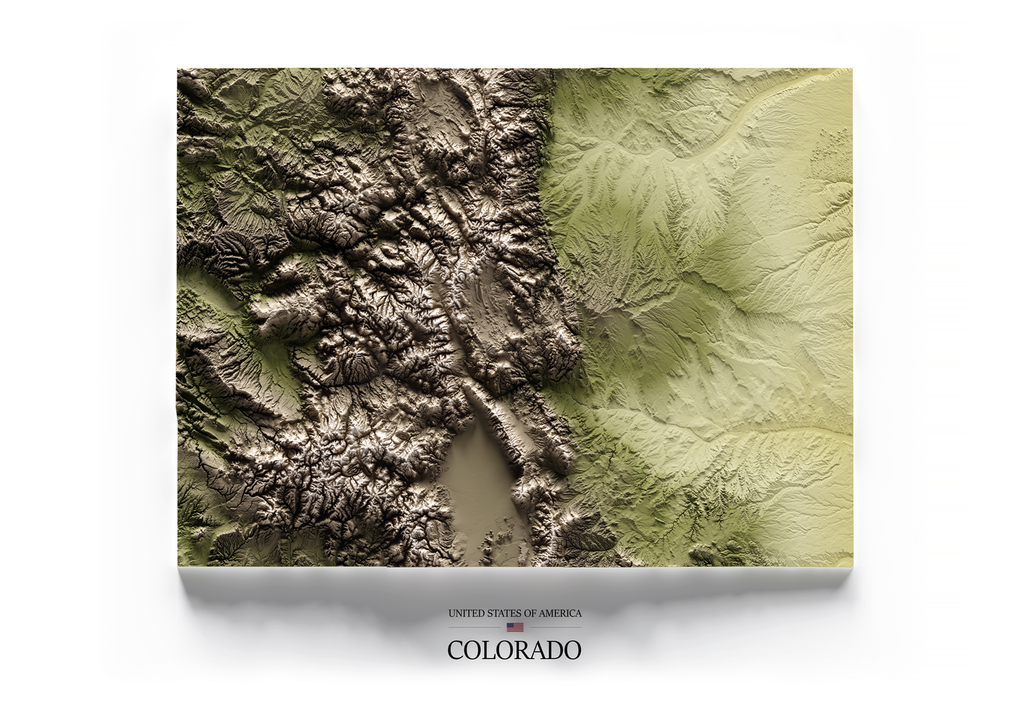 COLORADO. Mapa de relieve en colores terrosos.