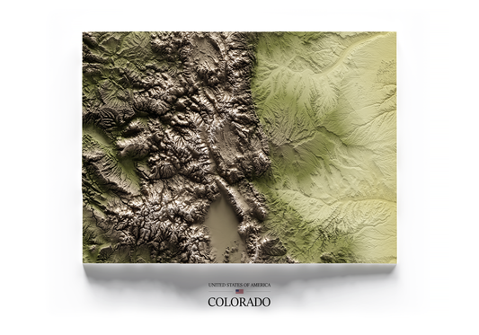 COLORADO. Mapa de relieve en colores terrosos.
