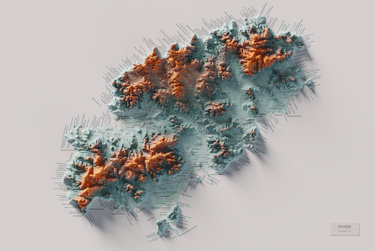 Edición octubre 2026 · Mapa topográfico de Eivissa, Contrastado, 61 × 91 cm: mapa completo.