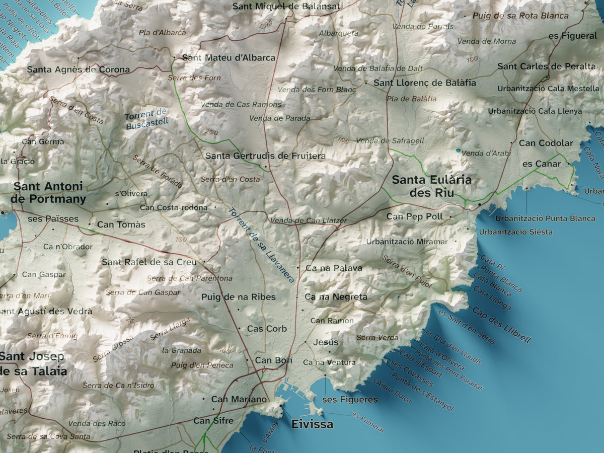 Edición octubre 2026 · Mapa topográfico de Eivissa, Cartográfico, 30 × 40 cm: detalle central.