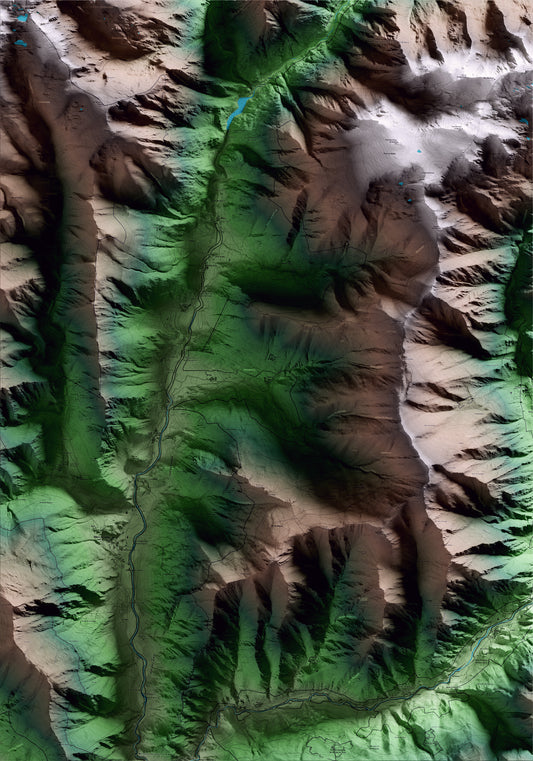 Mapa artístico del relieve de Esterri de Cardós, al Pallars Sobirà, con 15 km de entorno y base topográfica ICGC