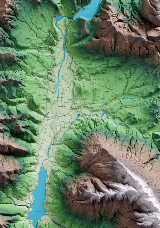 Mapa artístico del relieve de Gavet de la Conca, al Pallars Jussà, con 15 km de entorno y base topográfica ICGC