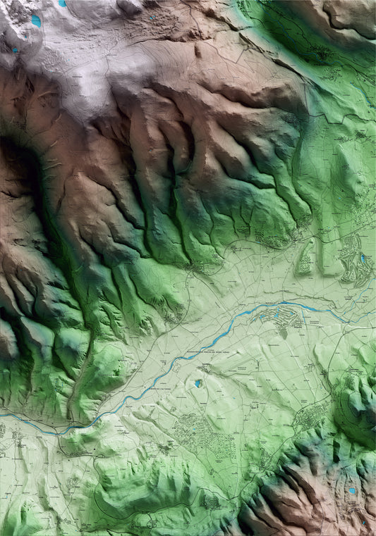 Mapa artístico del relieve de Ger, a la Cerdanya, con 15 km de entorno y base topográfica ICGC