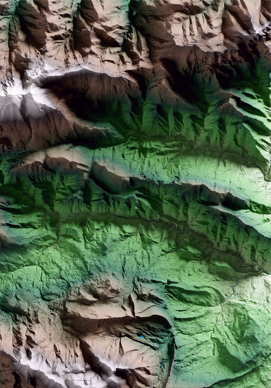 Mapa artístico del relieve de Gisclareny, al Berguedà, con 15 km de entorno y base topográfica ICGC