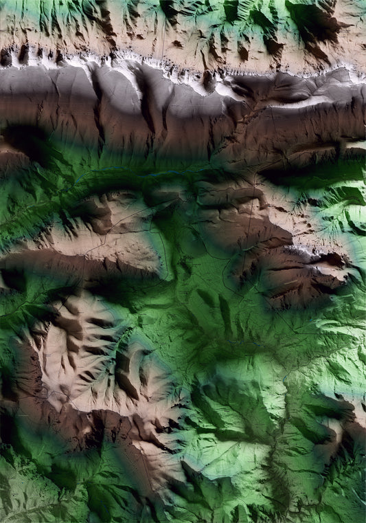 Mapa artístico del relieve de Gósol, al Berguedà, con 15 km de entorno y base topográfica ICGC