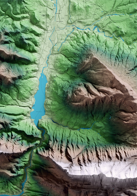 Mapa artístico del relieve de Llimiana, al Pallars Jussà, con 15 km de entorno y base topográfica ICGC