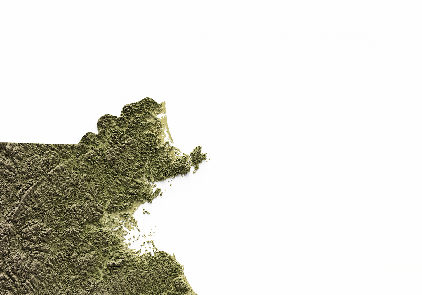 MASSACHUSETTS. Mapa de relieve en colores terrosos.