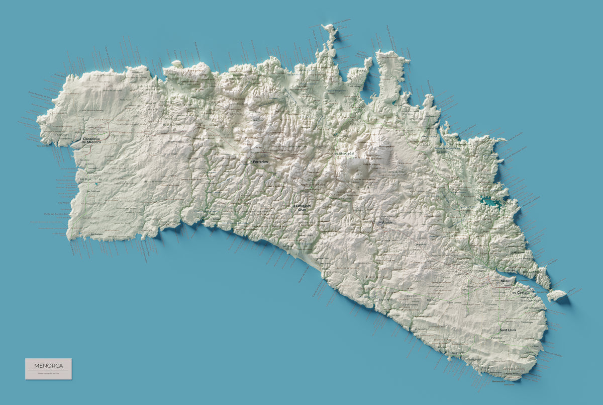 Edición octubre 2026 · Mapa topográfico de Menorca, Cartográfico, 61 × 91 cm: mapa completo.