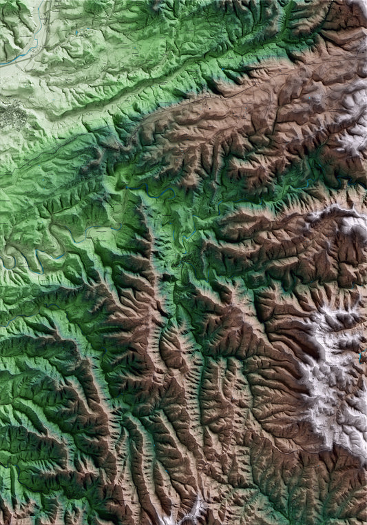 Mapa artístico del relieve de Monistrol de Calders, al Moianès, con 15 km de entorno y base topográfica ICGC