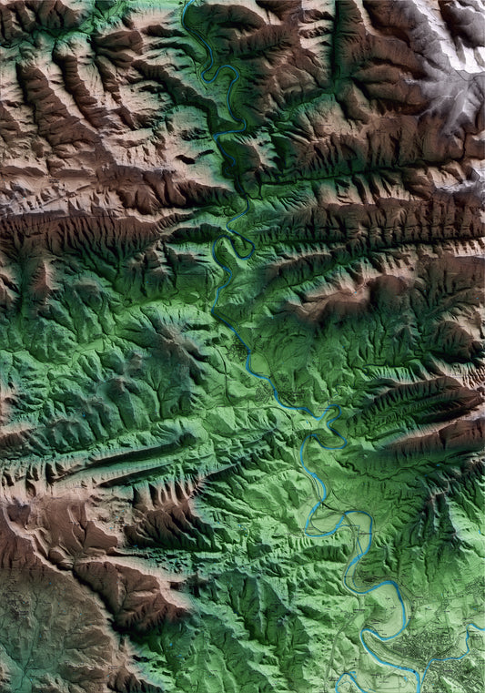 Mapa artístico del relieve de Montesquiu, a Osona, con 15 km de entorno y base topográfica ICGC