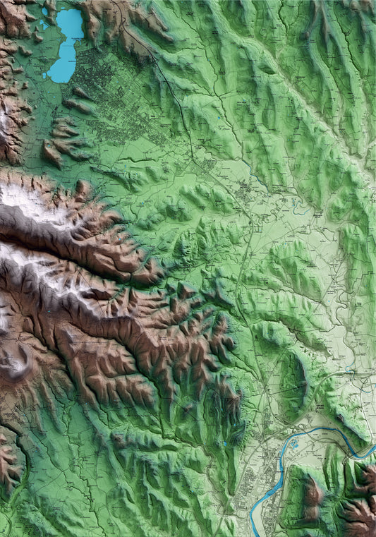 Mapa artístico del relieve de Palol de Revardit, en el Pla de l'Estany, con 15 km de entorno y base topográfica ICGC
