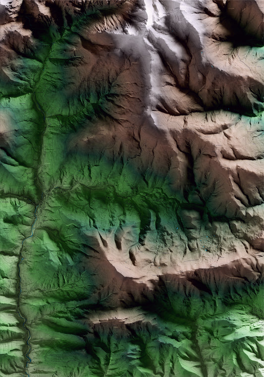 Mapa artístico del relieve de Pardines, al Ripollès, con 15 km de entorno y base topográfica ICGC