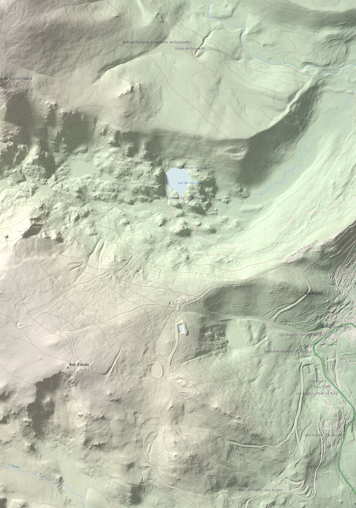 Mapa topogràfic del relleu: Puig del Pam, 2470 m. Detall de la zona inferior dreta. 70 × 100 cm.
