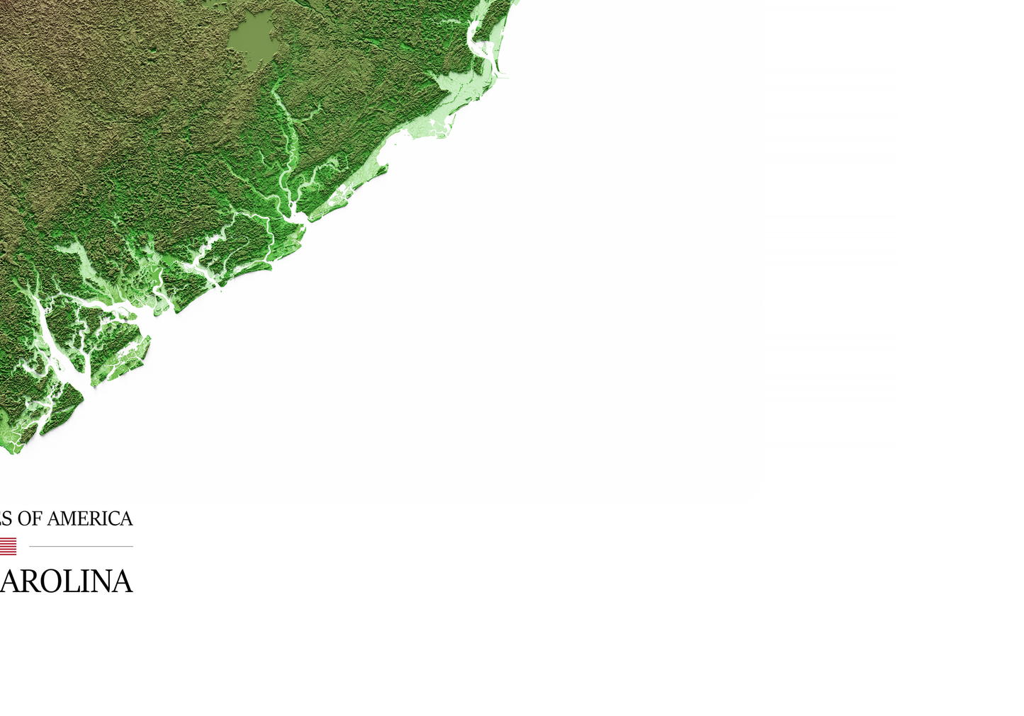 CAROLINA DEL SUR. Mapa de relieve clásico.