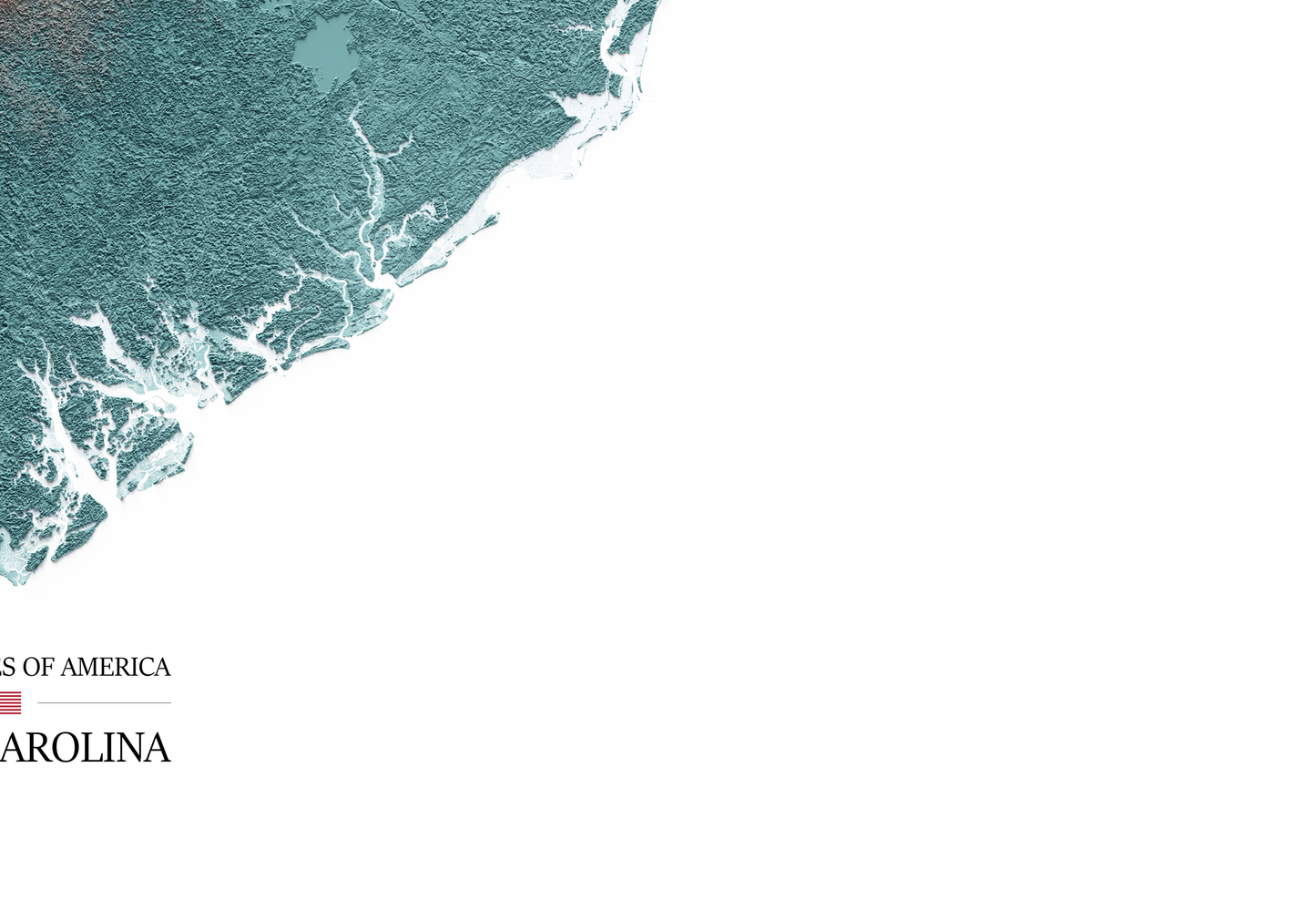 CAROLINA DEL SUR. Mapa de relieve con contraste.