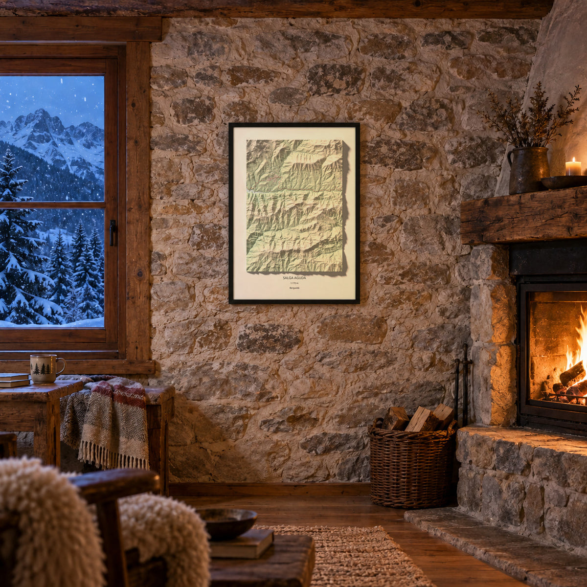 Salga Aguda · làmina en un refugi de muntanya. Totes les mides.