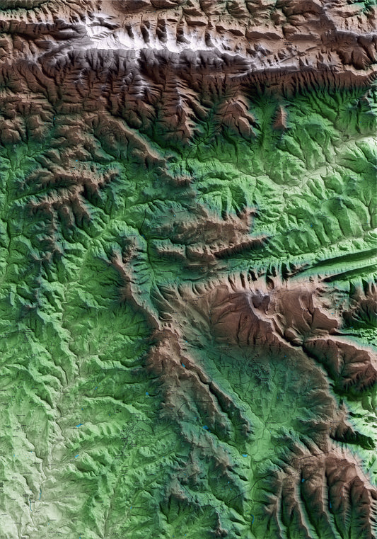 Mapa artístico del relieve de Sant Agustí de Lluçanès, a Osona, con 15 km de entorno y base topográfica ICGC