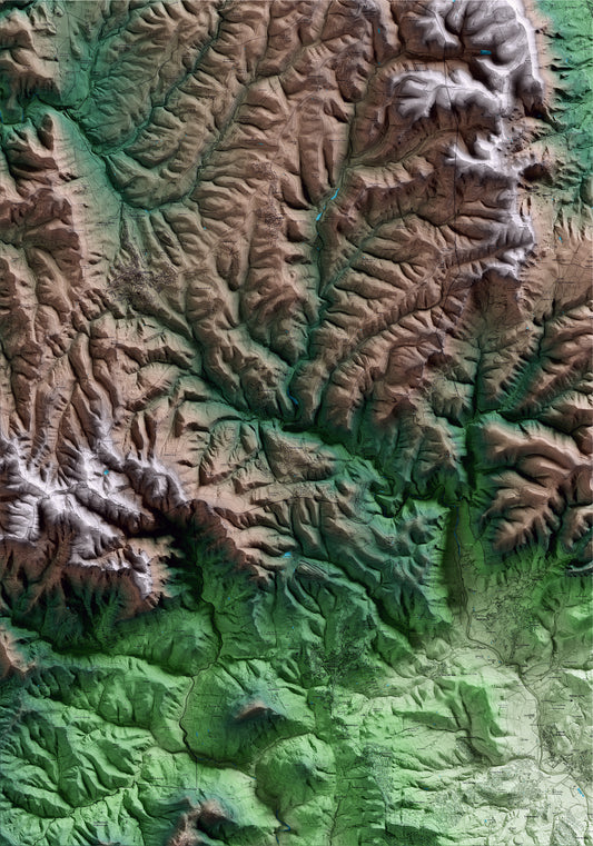 Mapa artístico del relieve de Sant Quirze Safaja, al Moianès, con 15 km de entorno y base topográfica ICGC