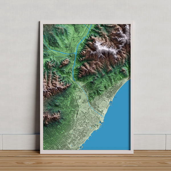 SANTA COLOMA DE GRAMENET. Mapa artístic del relleu local.