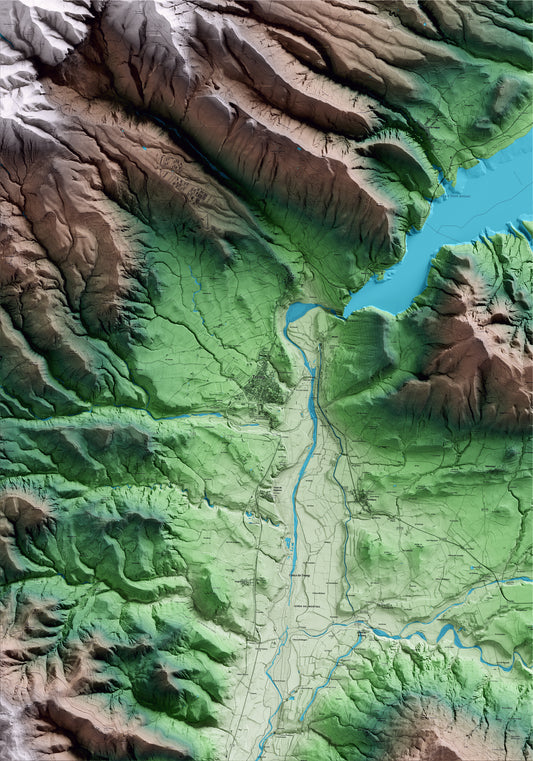 Mapa artístico del relieve de Tremp, al Pallars Jussà, con 15 km de entorno y base topográfica ICGC