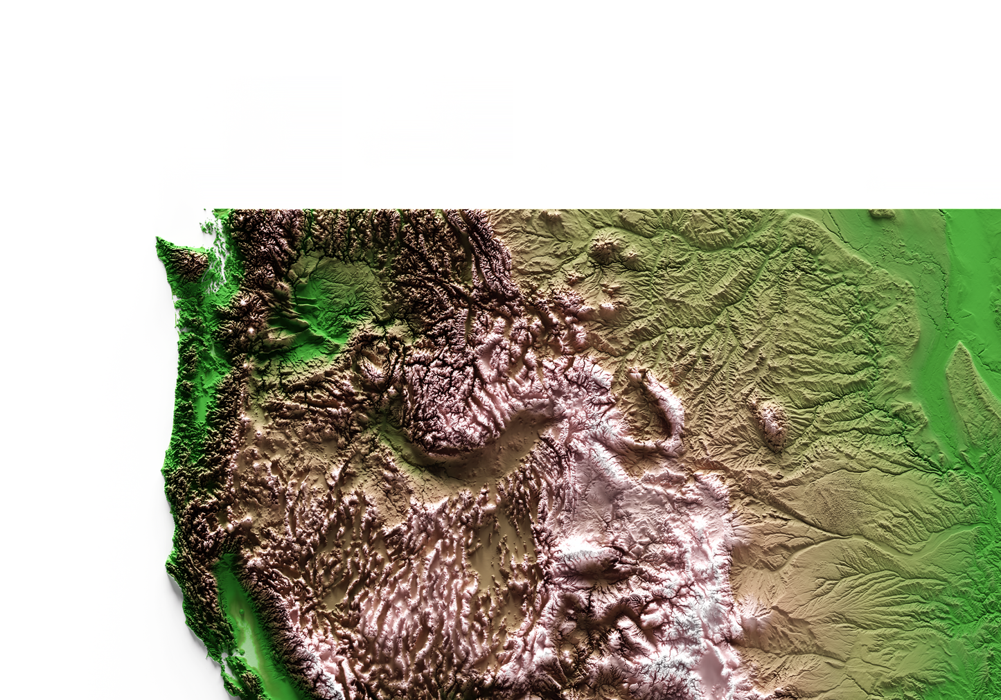 ESTADOS UNIDOS. Mapa de relieve clásico.