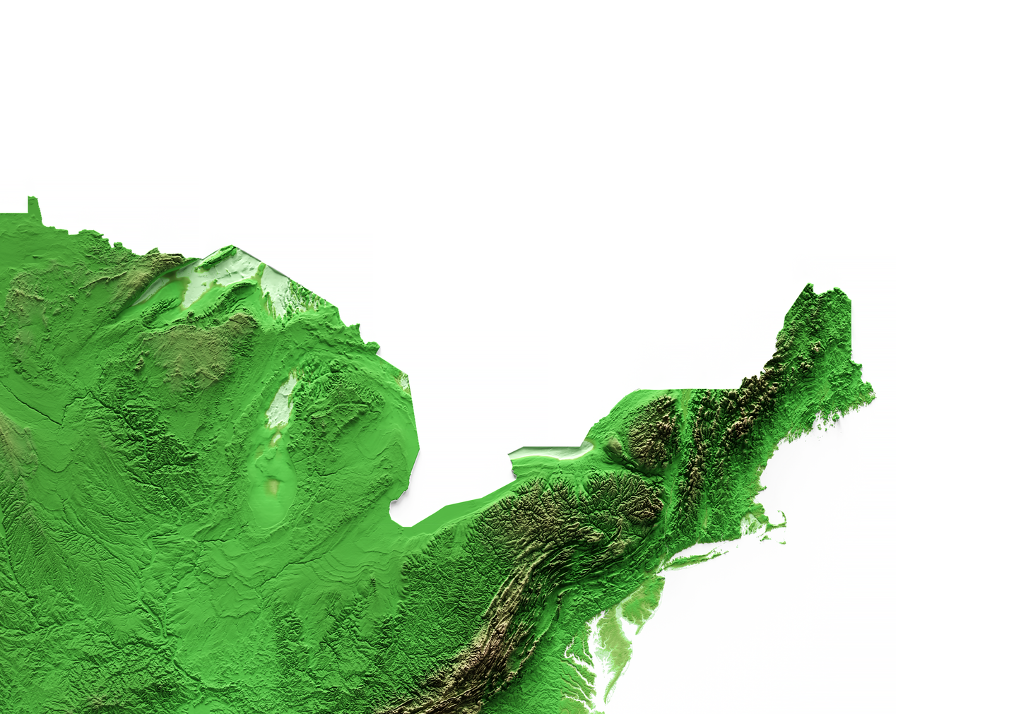 ESTADOS UNIDOS. Mapa de relieve clásico.
