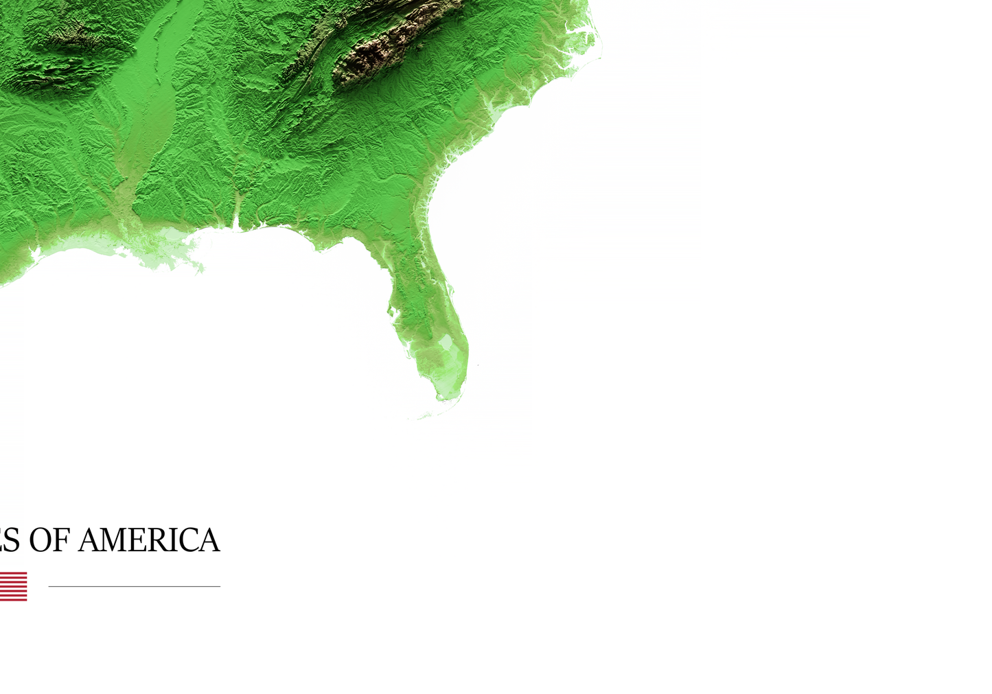 ESTADOS UNIDOS. Mapa de relieve clásico.