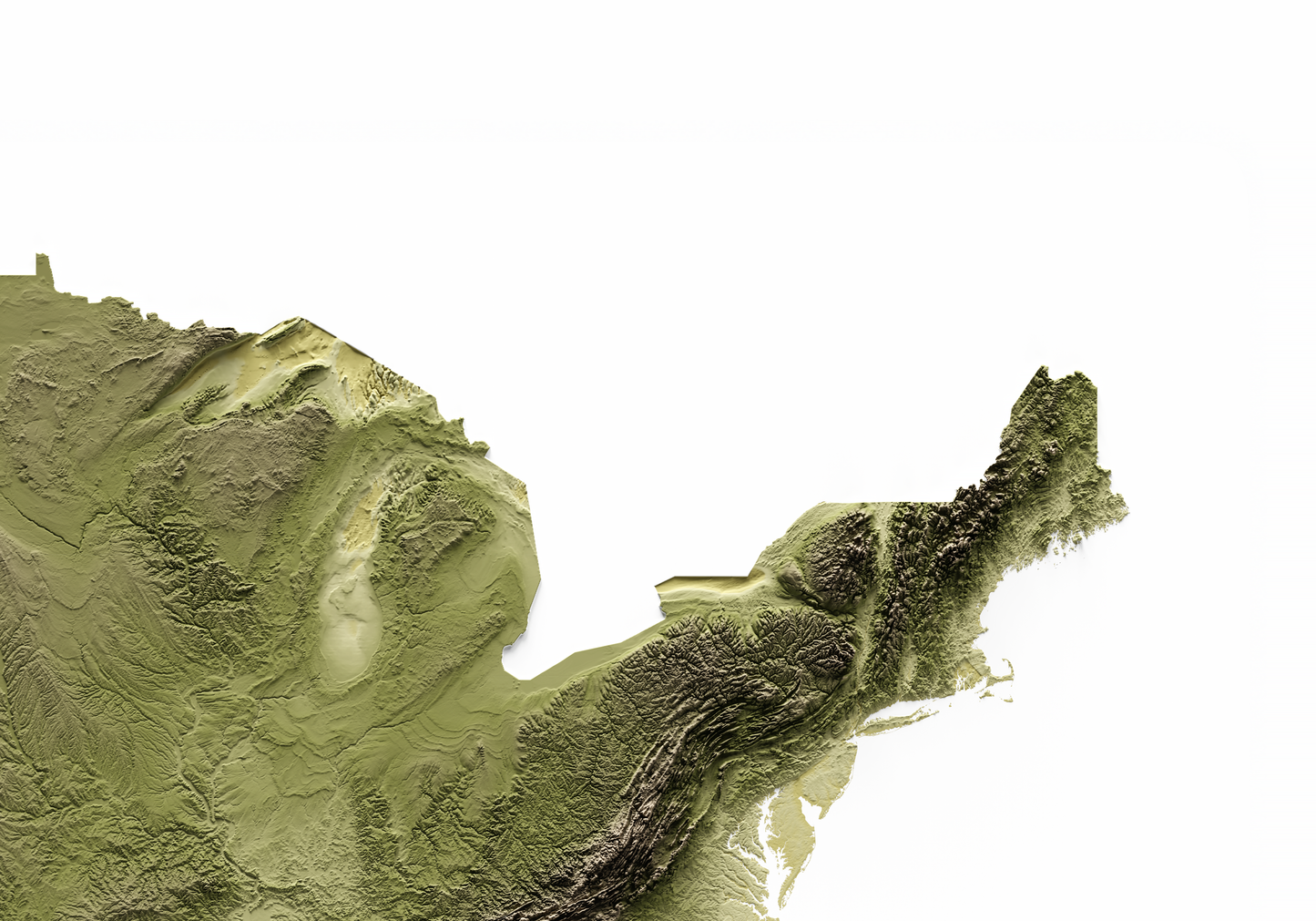 ESTADOS UNIDOS. Mapa de relieve en colores terrosos.