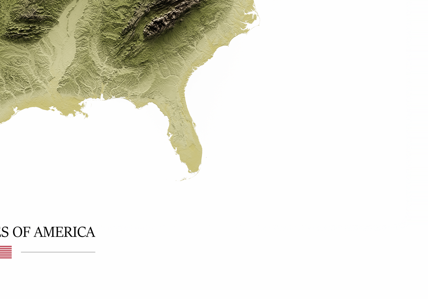 ESTADOS UNIDOS. Mapa de relieve en colores terrosos.