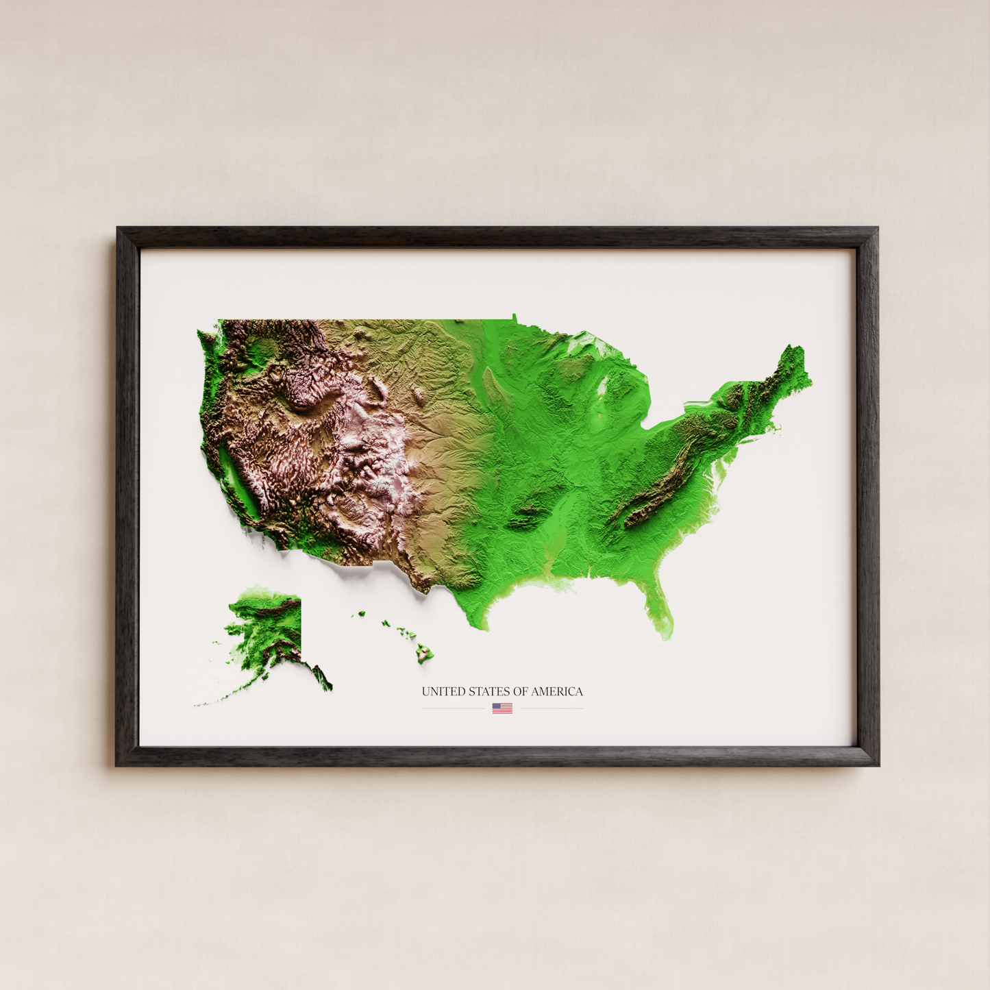 ESTADOS UNIDOS. Mapa de relieve clásico.