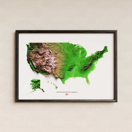ESTADOS UNIDOS. Mapa de relieve clásico.
