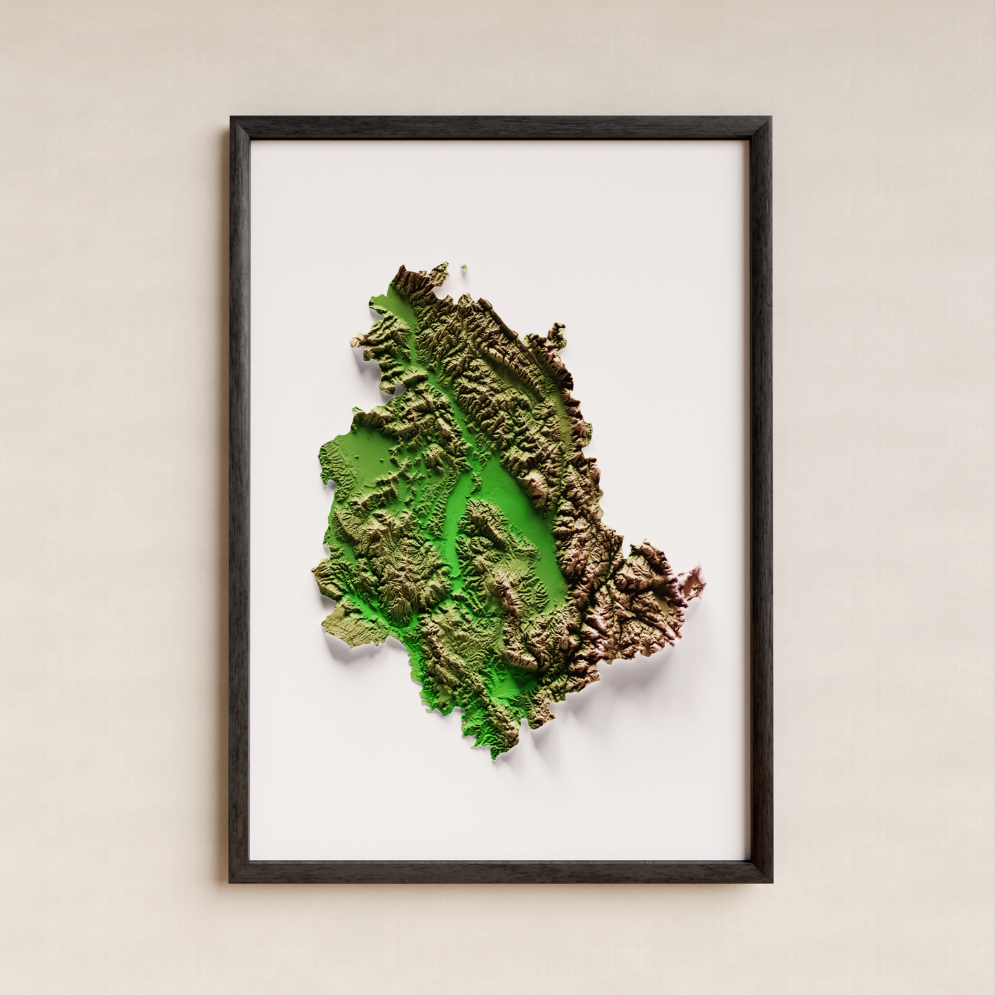 UMBRÍA. Mapa de relieve clásico.