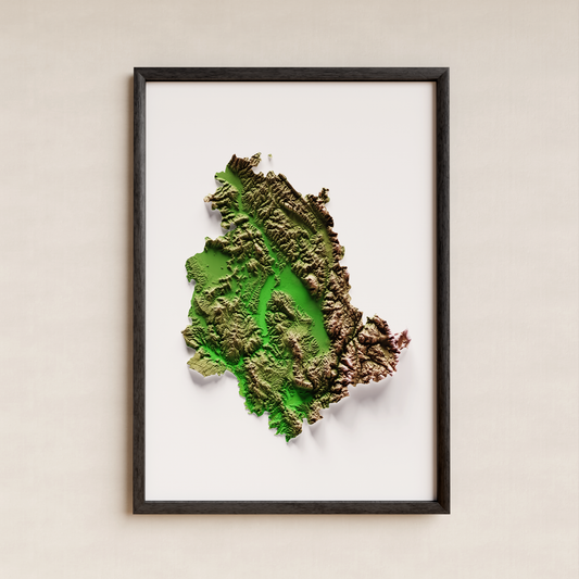 UMBRÍA. Mapa de relieve clásico.