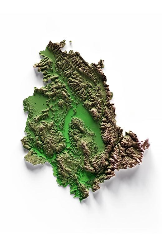 UMBRÍA. Mapa de relieve clásico.