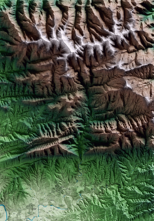 Mapa artístico del relieve de Vidrà, a Osona, con 15 km de entorno y base topográfica ICGC