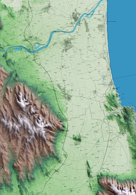Mapa artístico del relieve de Viladamat, al Alt Empordà, con 15 km de entorno y base topográfica ICGC