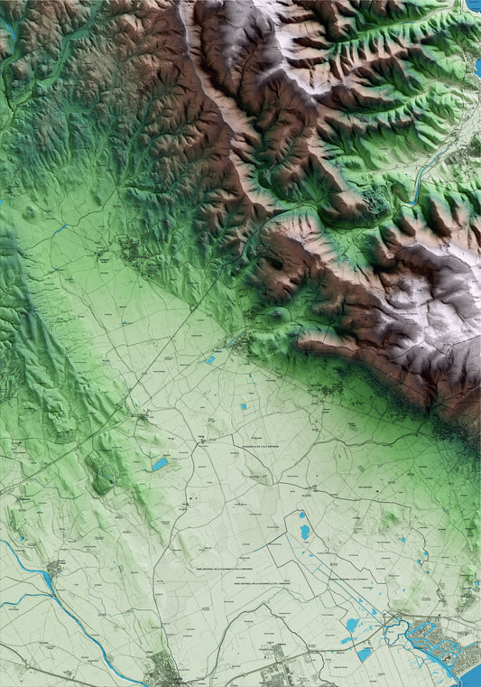 Mapa artístico del relieve de Vilajuïga, al Alt Empordà, con 15 km de entorno y base topográfica ICGC