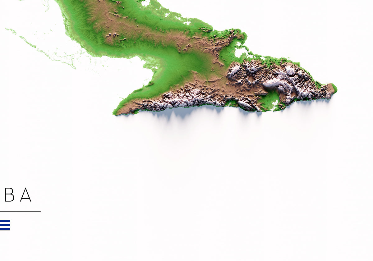 Cuba: detall de la il·lustració del mapa en relleu.