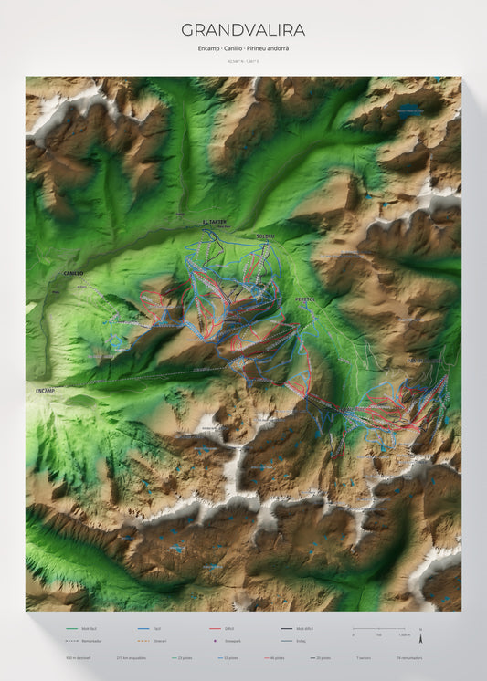 Mapa de pistas de Grandvalira · Clásico · 50 × 70 cm. Lámina completa.