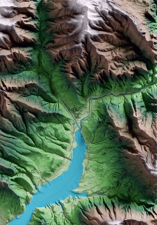 Mapa artístico del relieve de la Pobla de Segur, al Pallars Jussà, con 15 km de entorno y base topográfica ICGC