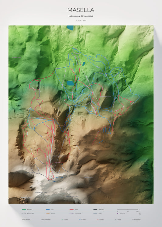 Mapa de pistas de Masella · Clásico · 50 × 70 cm. Lámina completa.